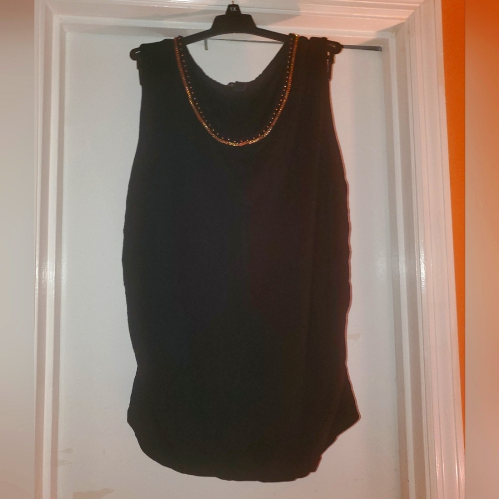 Black sleeveless blouse